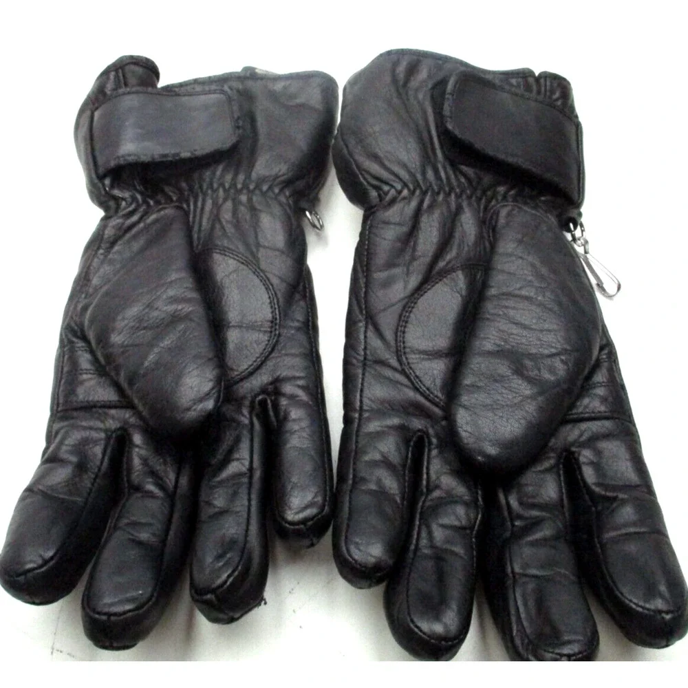 Vintage HARLEY DAVIDSON WOMENS SMALL Black Leather Gloves LINED (some peeling)